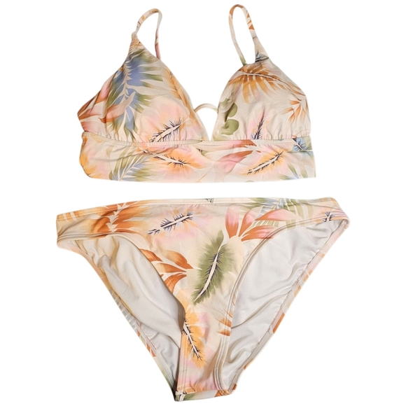 BILLABONG ISLAND CALLING BIKINI BOTTOMS WITH V-NECK BIKINI TOP•M-Top & L-Bottoms - Picture 8 of 12